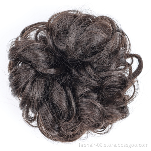 whosale bud  Hair  customization Popular Fashion Bud Hair Band Elastic Fluffy Wigs, Woman Bun Wears Hair